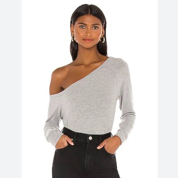 Enza Costa Peached Jersey Easy Off Shoulder Long Sleeve Top - Picture 1 of 8